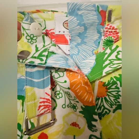 Talbots Citrus Floral A-Line Mini Belted Stretch Summer Canvas Skirt - Picture 3 of 9